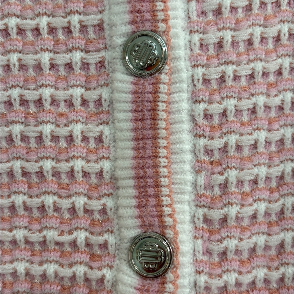 Nanette Feminine Pink and White Cardigan/Blazer with Silver Buttons - Picture 7 of 10